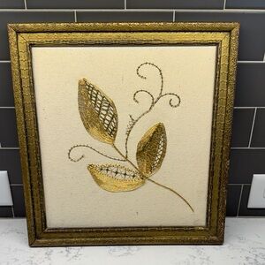 Vintage Gold Leaf Embroidery Art